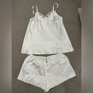White silk pajama set with Robe
